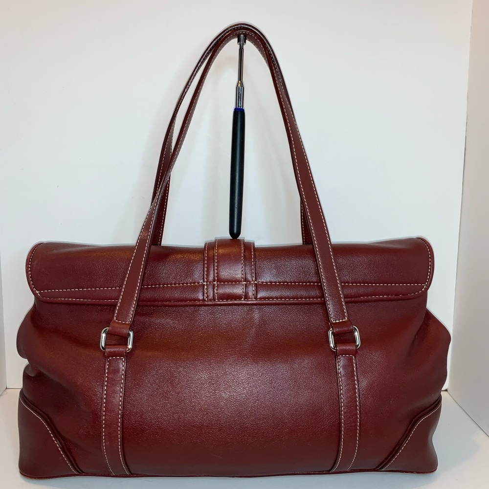 Coach Burgundy Leather Carryall Hampton Bag - Picture 3 of 7
